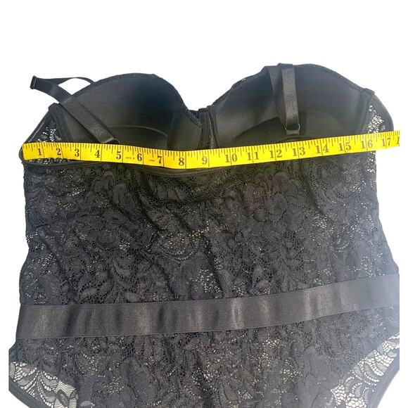 Fantasy Lingerie Moonlight Cage Lace Push Up Bra Teddy Snap Closure Black  1X/2X - Picture 12 of 12